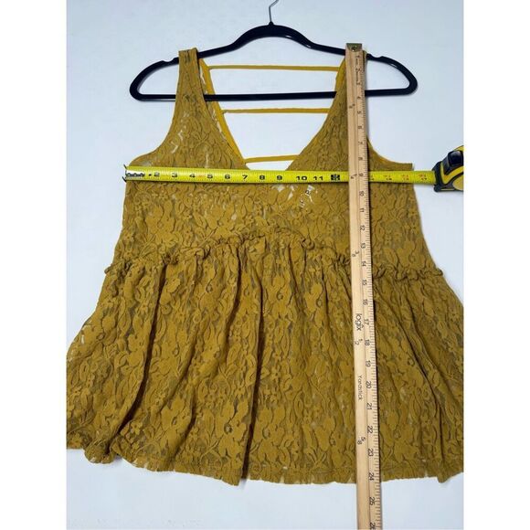 H.I.P. Y2K Vintage Camisole Top Mustard Yellow Dark Lace Boho Fairy Grunge Sz M - Picture 5 of 8